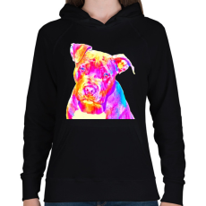 PRINTFASHION Színes bull típusú kutyus - Női kapucnis pulóver - Fekete