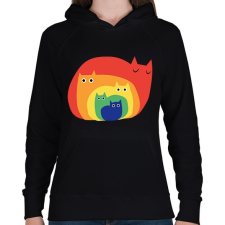 PRINTFASHION szines cicak - Női kapucnis pulóver - Fekete női pulóver, kardigán