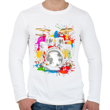 PRINTFASHION Színes dob - Férfi hosszú ujjú póló - Fehér férfi póló