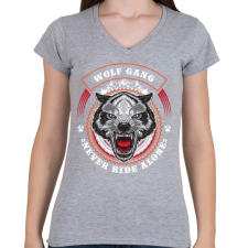 PRINTFASHION Színes farkascsapat - Női V-nyakú póló - Sport szürke női póló