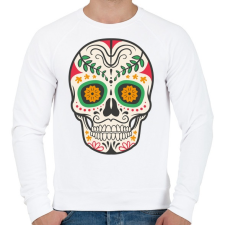 PRINTFASHION Színes halálfej - Férfi pulóver - Fehér férfi pulóver, kardigán
