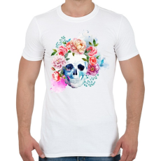 PRINTFASHION Színes halálfej festmény - Férfi póló - Fehér