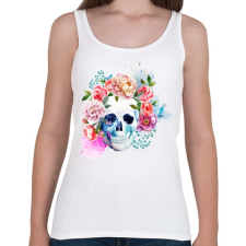 PRINTFASHION Színes halálfej festmény - Női atléta - Fehér női trikó