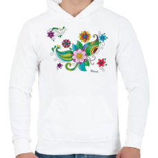 PRINTFASHION Színes hennaminta - Férfi kapucnis pulóver - Fehér