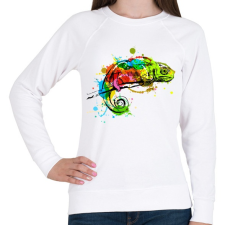 PRINTFASHION Színes kaméleon - Női pulóver - Fehér női póló