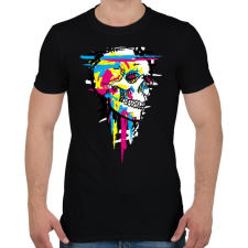 PRINTFASHION Színes koponya - Férfi póló - Fekete férfi póló