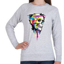 PRINTFASHION Színes koponya - Női pulóver - Sport szürke női pulóver, kardigán