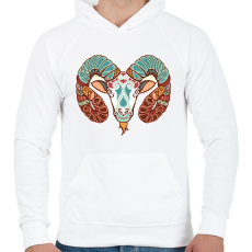 PRINTFASHION Színes Kos horoszkóp - Férfi kapucnis pulóver - Fehér