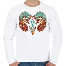 PRINTFASHION Színes Kos horoszkóp - Férfi pulóver - Fehér