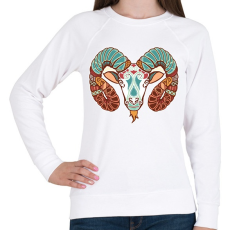 PRINTFASHION Színes Kos horoszkóp - Női pulóver - Fehér