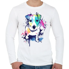 PRINTFASHION Színes kutya - Férfi hosszú ujjú póló - Fehér