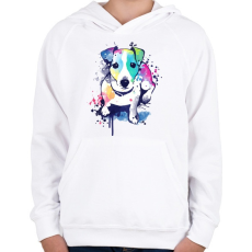 PRINTFASHION Színes kutya - Gyerek kapucnis pulóver - Fehér