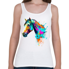PRINTFASHION Színes ló - Női atléta - Fehér női trikó