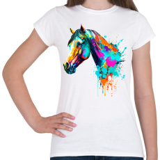 PRINTFASHION Színes ló - Női póló - Fehér