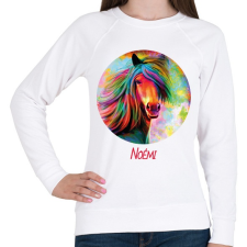 PRINTFASHION Szines lovas minta - Névvel - Női pulóver - Fehér női pulóver, kardigán