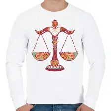 PRINTFASHION Színes Mérleg horoszkóp - Férfi pulóver - Fehér férfi pulóver, kardigán