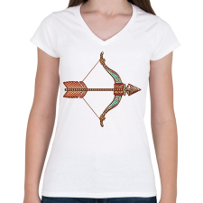 PRINTFASHION Színes Nyilas horoszkóp - Női V-nyakú póló - Fehér női póló