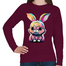 PRINTFASHION Színes nyuszi - Női pulóver - Bordó