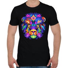 PRINTFASHION Színes oroszlán - Férfi póló - Fekete