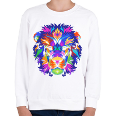 PRINTFASHION Színes oroszlán - Gyerek pulóver - Fehér