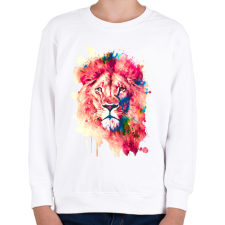 PRINTFASHION Színes oroszlán - Gyerek pulóver - Fehér gyerek pulóver, kardigán