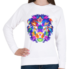 PRINTFASHION Színes oroszlán - Női pulóver - Fehér női pulóver, kardigán