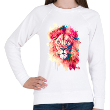 PRINTFASHION Színes oroszlán - Női pulóver - Fehér női pulóver, kardigán