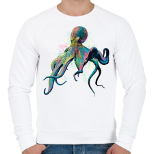 PRINTFASHION Színes polip - Férfi pulóver - Fehér férfi pulóver, kardigán