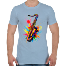 PRINTFASHION Színes szaxofon - Férfi póló - Világoskék férfi póló