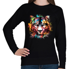 PRINTFASHION Színes tigris - Női pulóver - Fekete