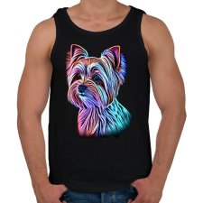 PRINTFASHION Színes yorkshire terrier kutya - Férfi atléta - Fekete atléta, trikó