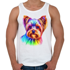 PRINTFASHION Színes yorkshire terrier kutya rajz  - Férfi atléta - Fehér