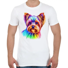 PRINTFASHION Színes yorkshire terrier kutya rajz  - Férfi póló - Fehér