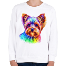 PRINTFASHION Színes yorkshire terrier kutya rajz  - Gyerek pulóver - Fehér