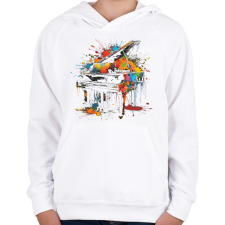 PRINTFASHION Színes zongora - Gyerek kapucnis pulóver - Fehér gyerek pulóver, kardigán