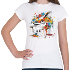 PRINTFASHION Színes zongora - Női póló - Fehér női póló