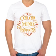 PRINTFASHION Színezd ki az elméd jókedvvel - Férfi V-nyakú póló - Fehér férfi póló