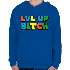 PRINTFASHION Szintugrás - Gyerek kapucnis pulóver - Királykék