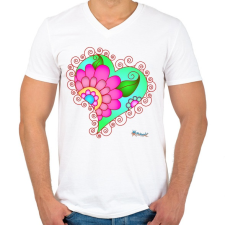 PRINTFASHION Sziv4 - Férfi V-nyakú póló - Fehér férfi póló