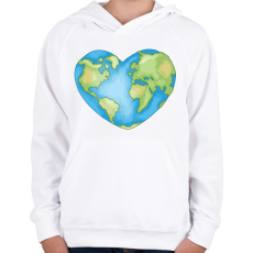 PRINTFASHION Szív alakú Föld - Gyerek kapucnis pulóver - Fehér