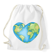 PRINTFASHION Szív alakú Föld - Sportzsák, Tornazsák - Fehér tornazsák