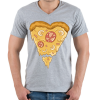 PRINTFASHION Szív alakú pizza - Férfi V-nyakú póló - Sport szürke