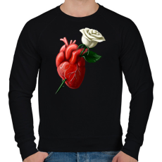 PRINTFASHION Szív fehér rózsával - Férfi pulóver - Fekete