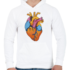PRINTFASHION Szív - Férfi kapucnis pulóver - Fehér férfi pulóver, kardigán
