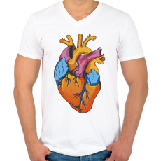 PRINTFASHION Szív - Férfi V-nyakú póló - Fehér