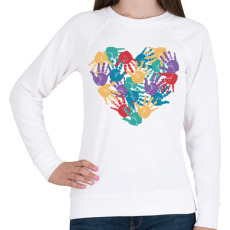 PRINTFASHION Szív kezekből - Női pulóver - Fehér