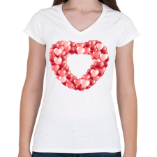 PRINTFASHION Szív - Női V-nyakú póló - Fehér női póló