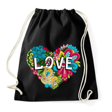 PRINTFASHION Szív virágokkal - Sportzsák, Tornazsák - Fekete tornazsák