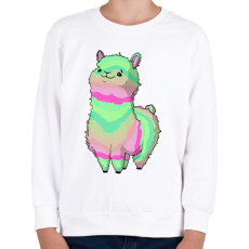 PRINTFASHION Szivárvány alpaca - Gyerek pulóver - Fehér