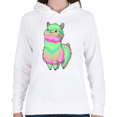 PRINTFASHION Szivárvány alpaca - Női kapucnis pulóver - Fehér